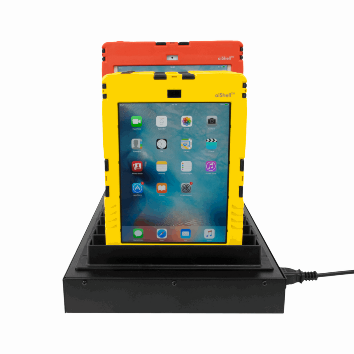 aiRack-10 iPad Ladestation mit 10 Anschluessen - Frontalansicht 