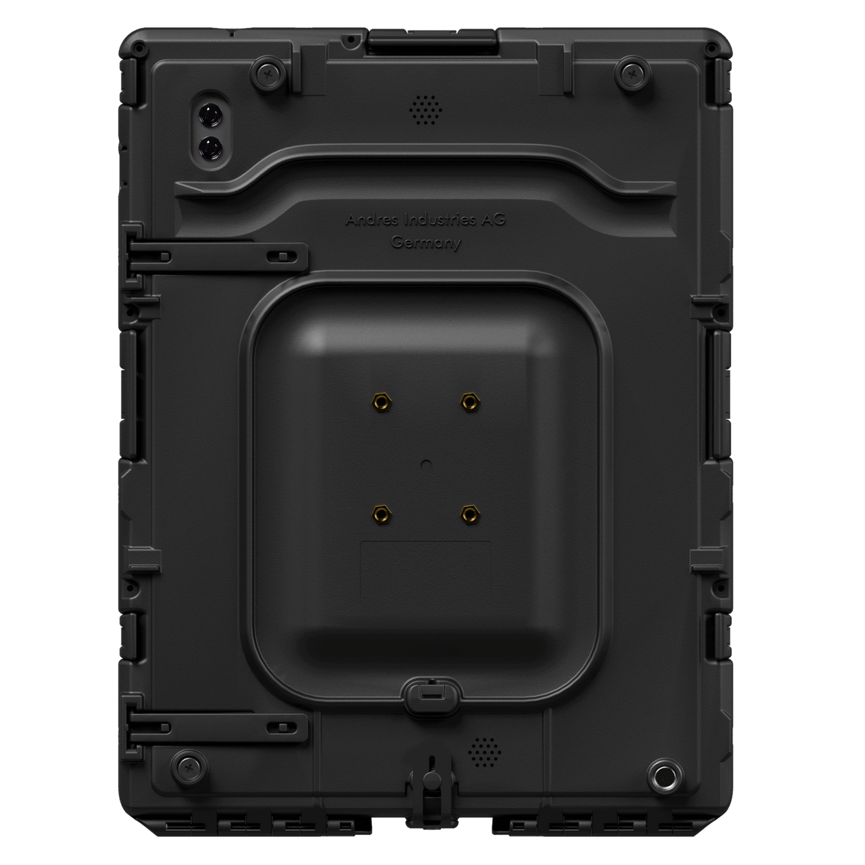 Eine 3D-Illustration eines schwarzen aiShell™ 10.9 von hinten