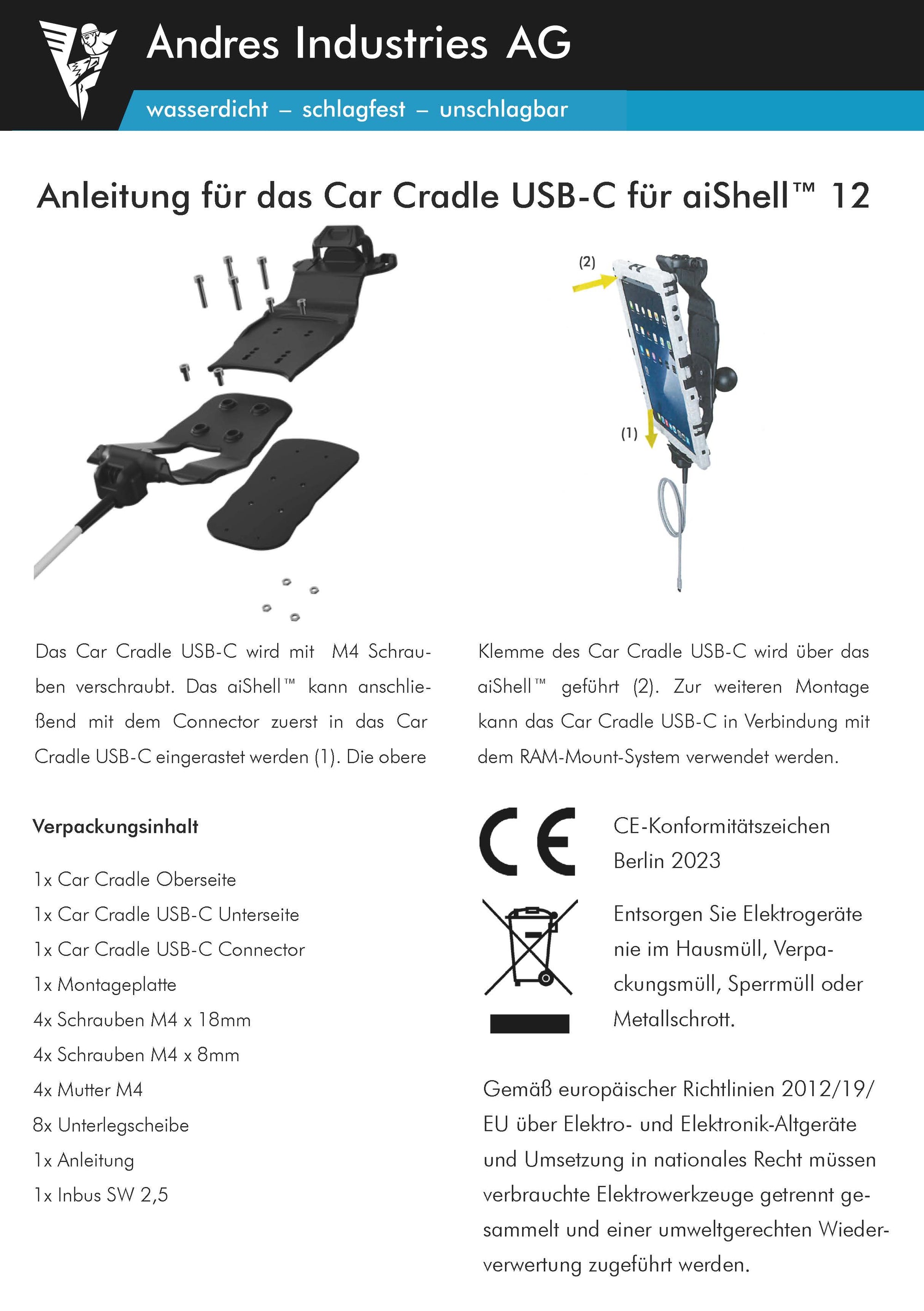 Car Cradle USB-C 12 Anleitung Logo