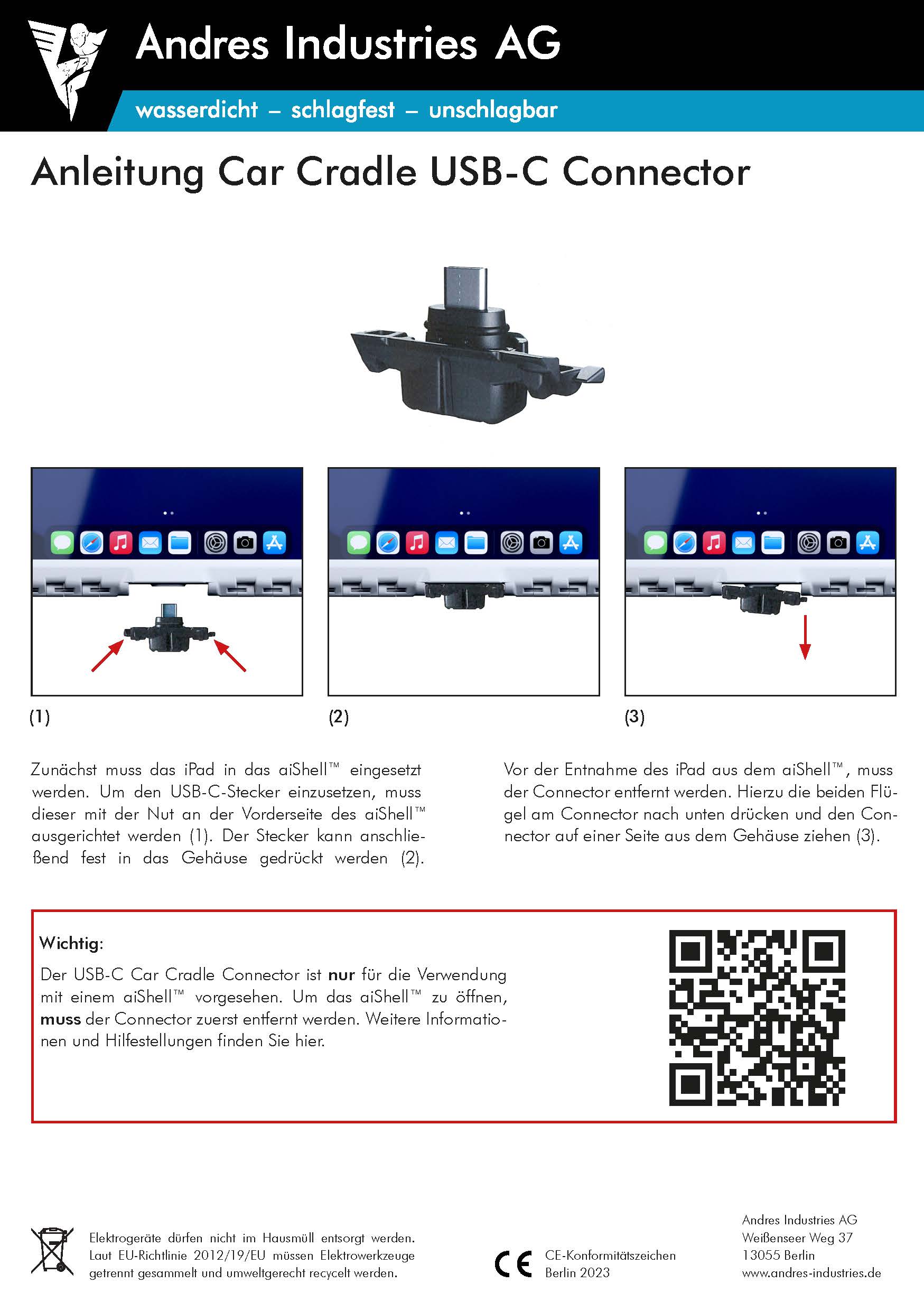  Car Cradle Connector USB-C Anleitung Logo